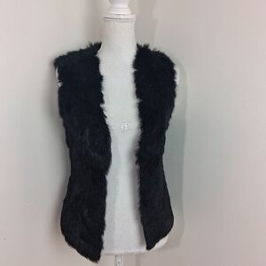 Love Token Black Rabbit Fur Vest Size Small